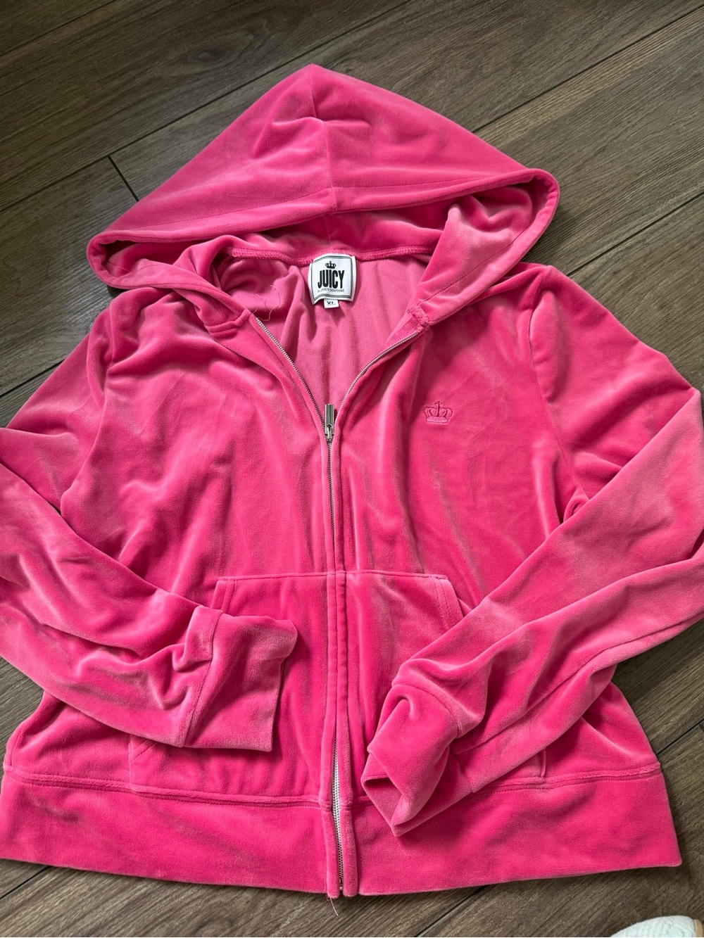 Juicy Couture Hot Pink Velour Zip-Up Hoodie